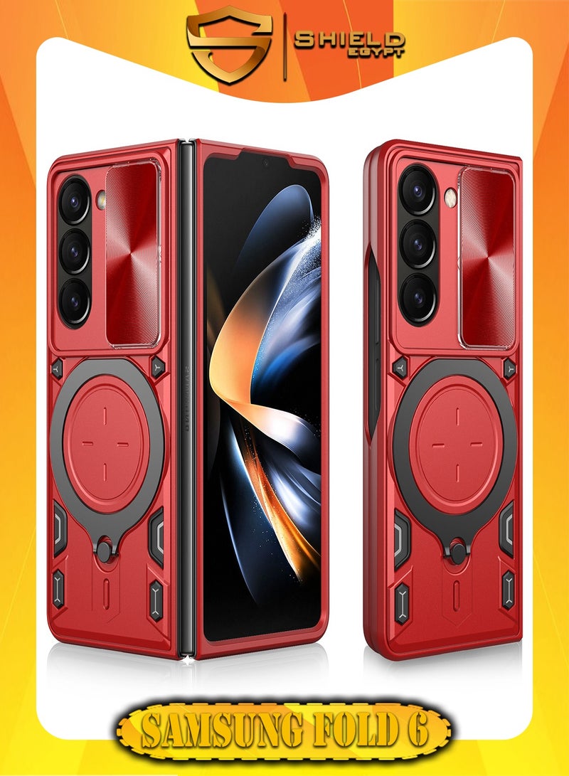 SHIELD EGYPT SHIELD EGYPT For Samsung Galaxy Z Fold 6 Armored Camera Shield Cover Camera Lend Protection, Built-in 360° (Red) 