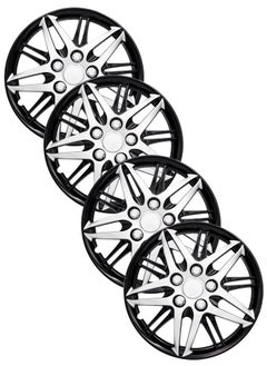 EMTC Pack of 4 EM-3130 Taiwan Wheel Cover | 16" Inch | Silver Black Universal Nested Style  - Image 1