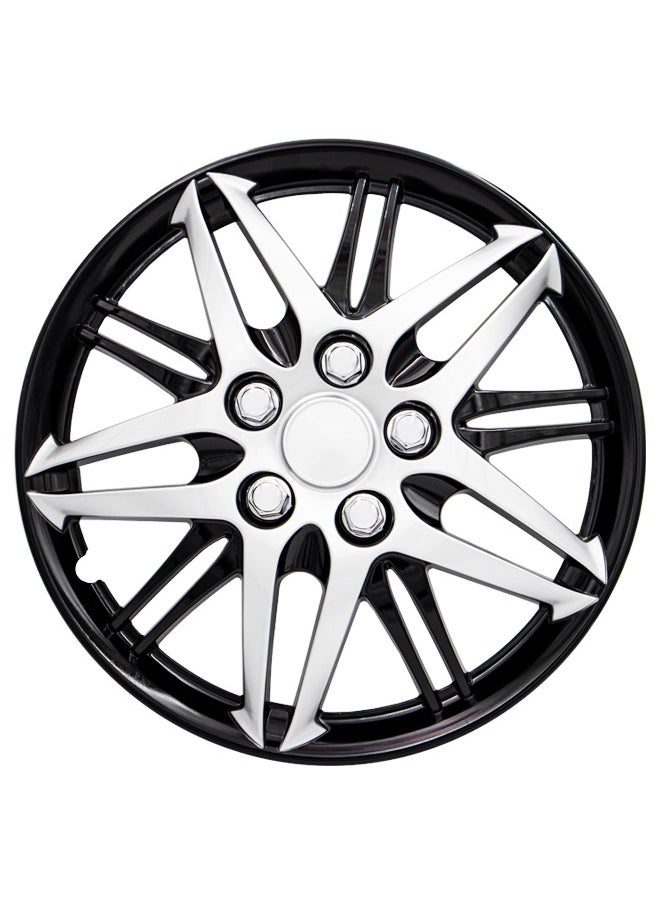EMTC Pack of 4 EM-3130 Taiwan Wheel Cover | 16" Inch | Silver Black Universal Nested Style  - Image 2