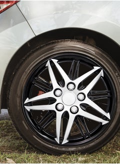 EMTC Pack of 4 EM-3130 Taiwan Wheel Cover | 16" Inch | Silver Black Universal Nested Style  - Image 3