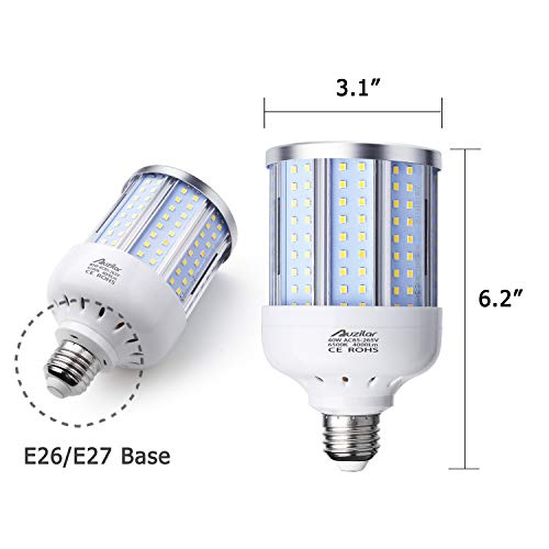 Auzilar 40W LED Corn Light Bulb Corn Lamp (280W Equivalent 6500K) Cool Daylight White Corn LED Bulb E26/E27 Medium Base for Indoor Garage Factory Warehouse Backyard 85V-265V (2-Pack) - Image 2
