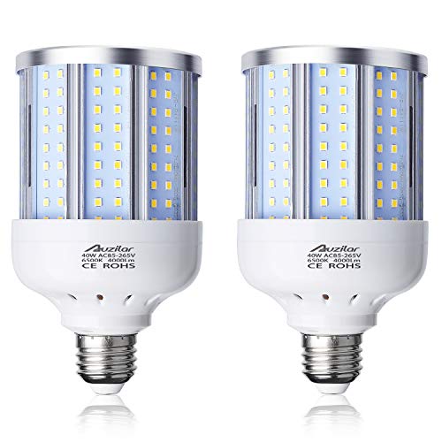 Auzilar 40W LED Corn Light Bulb Corn Lamp (280W Equivalent 6500K) Cool Daylight White Corn LED Bulb E26/E27 Medium Base for Indoor Garage Factory Warehouse Backyard 85V-265V (2-Pack) - Image 1