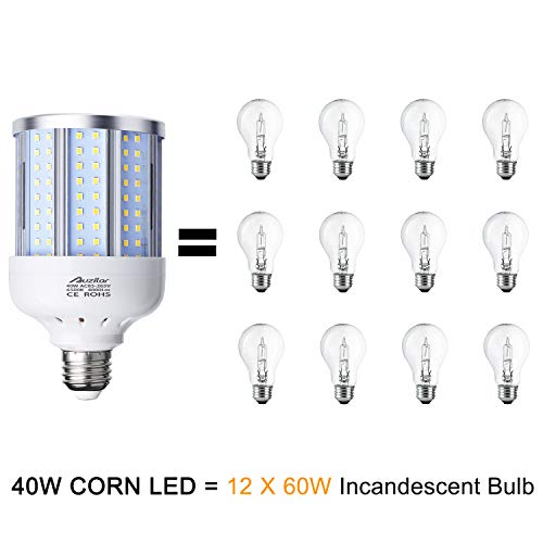 Auzilar 40W LED Corn Light Bulb Corn Lamp (280W Equivalent 6500K) Cool Daylight White Corn LED Bulb E26/E27 Medium Base for Indoor Garage Factory Warehouse Backyard 85V-265V (2-Pack) - Image 4