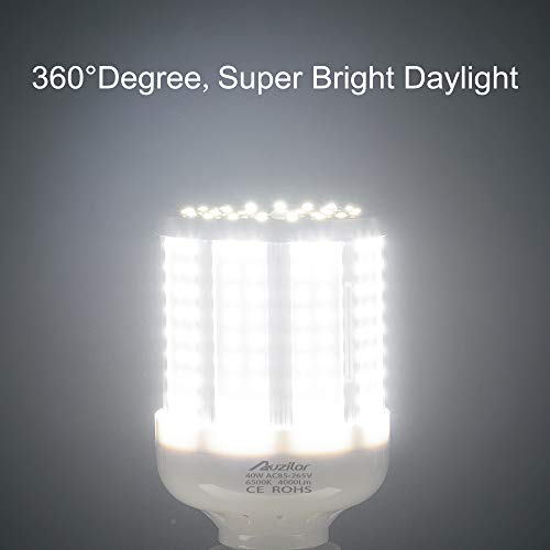 Auzilar 40W LED Corn Light Bulb Corn Lamp (280W Equivalent 6500K) Cool Daylight White Corn LED Bulb E26/E27 Medium Base for Indoor Garage Factory Warehouse Backyard 85V-265V (2-Pack) - Image 5