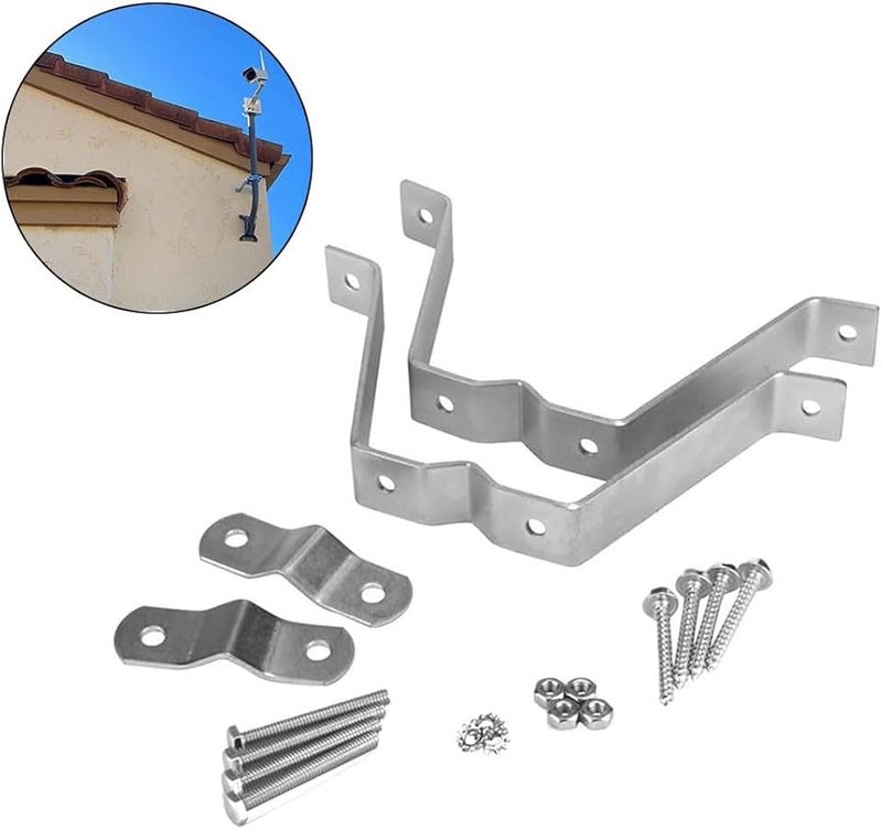 Heavy Duty Adjustable Wall Mount TV Antenna Pole Bracket Clamp For 1 5 Inch Diameter Metal Construction - Image 5