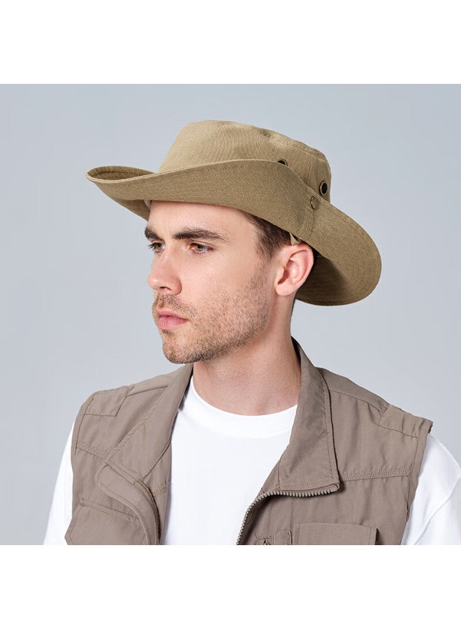 Fancet Large Size Fisherman Hat For Men, Summer Hiking Sun Hat, Uv Protection, Water-resistant Denim Hat, Camel Color, Size L - Image 3