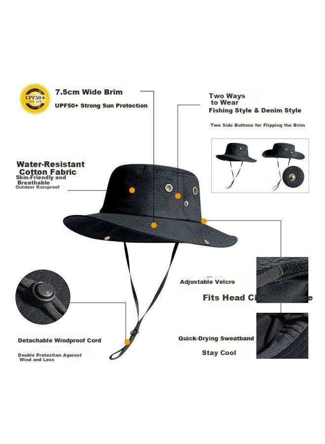 Fancet Large Size Fisherman Hat For Men, Summer Hiking Sun Hat, Uv Protection, Water-resistant Denim Hat, Camel Color, Size L - Image 1