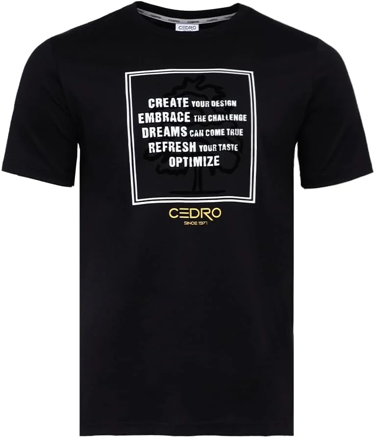سيدرو CEDRO Men's Crew Neck T-Shirt with Inspirational Design