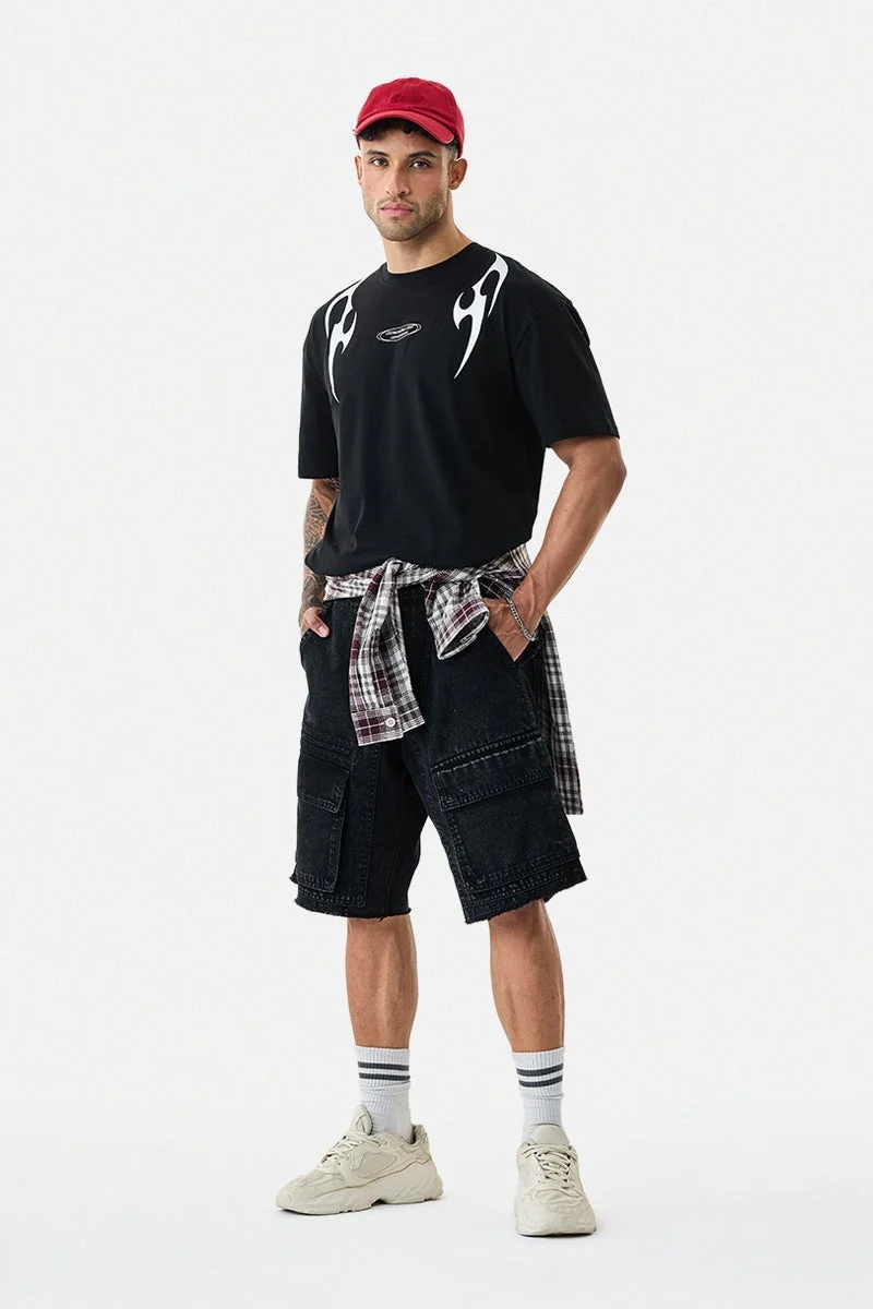 سنيتش تيشيرت مطبوع بقصة مريحة قابلة للتمدد