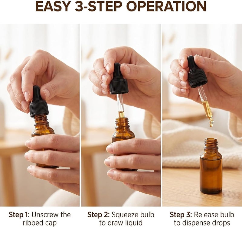 ericotry 2ml 5/8 Dram Refillable Amber Glass Essential Oil Bottles with Glass Eyed Droppers Makeup Cosmetic Sample Container Bottle Jar for Essential Oil Aromatherapy Use Pack of 12 (2ml) - Image 5