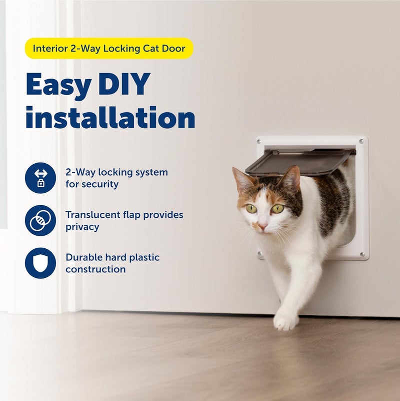 PetSafe Interior Cat Door with 2-Way Locking Flap - Tinted Privacy Door for Litter Box or Pet Feeder - Image 3