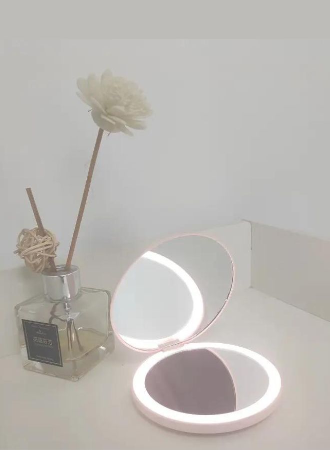 Rechargeable Compact Mirror with Light 1x/2x Magnification Dimmable Lighted Travel Makeup Mirror LED Compact Mirror for Purses Pocket Touch Switch Type-c Charging Daylight Portable Handheld White  - Image 3