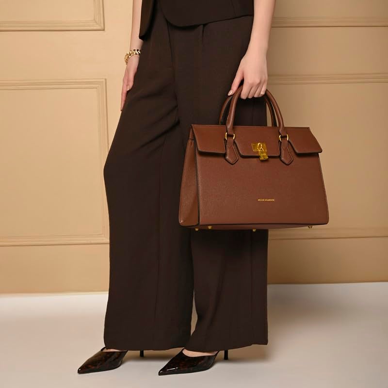 Accessorize London Women’s Brown Empress Handheld Structured Top Handle | Premium Handbag - Image 2