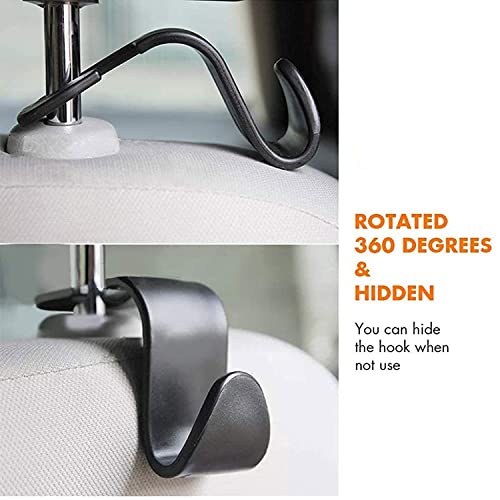 KBS Car Backseat Headrest Hook | Hanger Universal Durable Organiser Space Saver for Handbag, Wallets, Grocery Bags (Black, Pack of 4) - Image 4