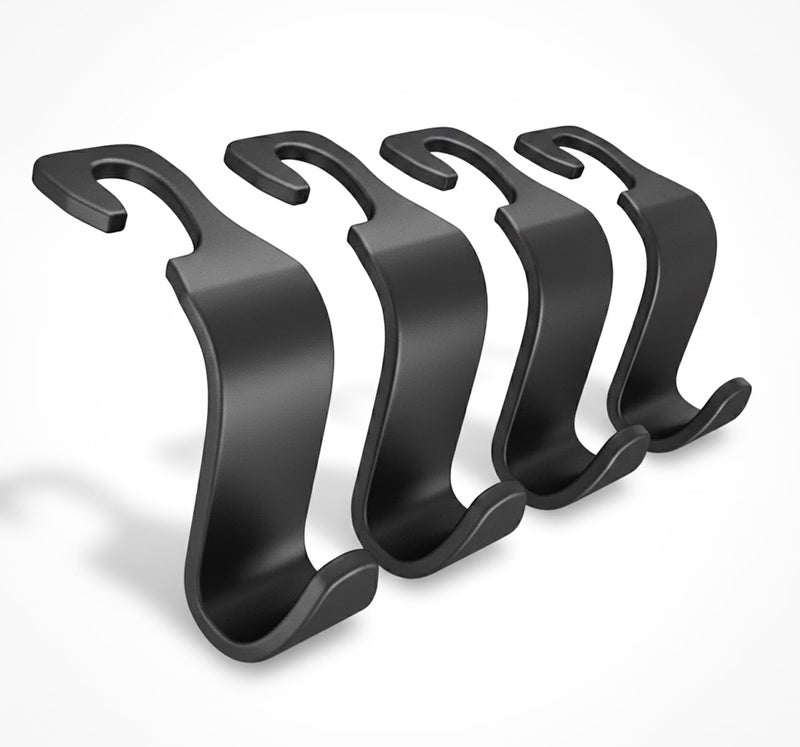 KBS Car Backseat Headrest Hook | Hanger Universal Durable Organiser Space Saver for Handbag, Wallets, Grocery Bags (Black, Pack of 4) - Image 1
