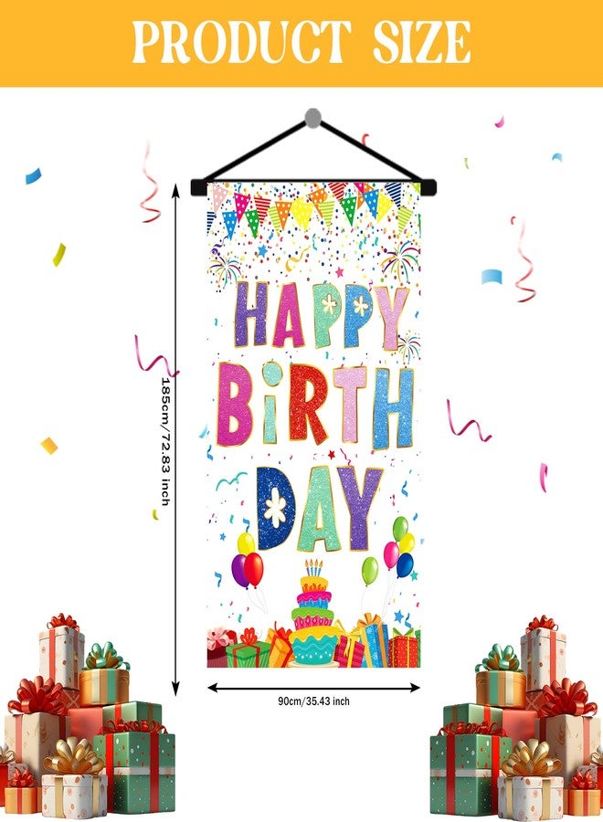 RTMISA Colorful Happy Birthday Sign Decorations Birthday Door Banner Hanging Decor for Front Door Wall Room, White Colourful Compact Bday Flag Party Supplies for Teens Girls Boys Kids - Image 4