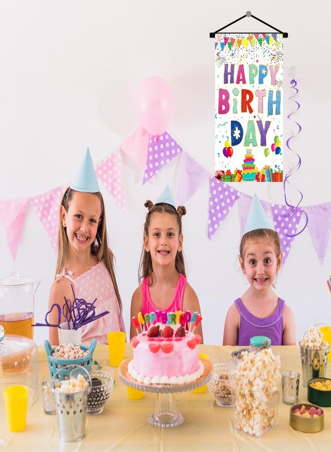 RTMISA Colorful Happy Birthday Sign Decorations Birthday Door Banner Hanging Decor for Front Door Wall Room, White Colourful Compact Bday Flag Party Supplies for Teens Girls Boys Kids - Image 3