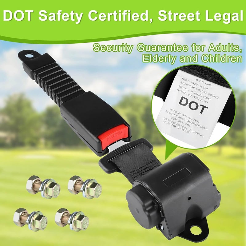LEAPGOMAX Retractable 61" DOT Seatbelts - Universal 2 Point Adjustable Seat Belts for Golf Carts and Forklifts (2 Set) - Image 2