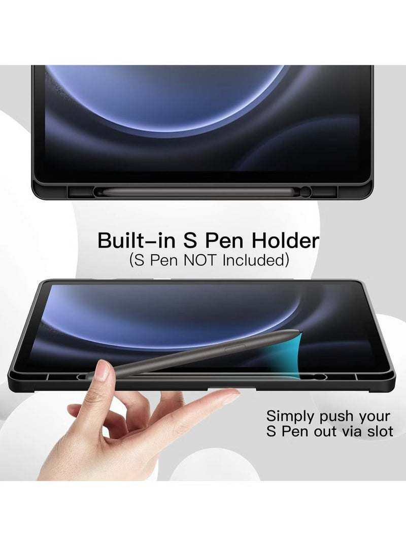 ELTRAZONE Case for Samsung Galaxy Tab S9 FE+ 12.4-Inch – Soft TPU Tri-Fold Stand Protective Tablet Cover with S Pen Holder, Supports S Pen Charging, Auto Wake/Sleep Feature - Image 3