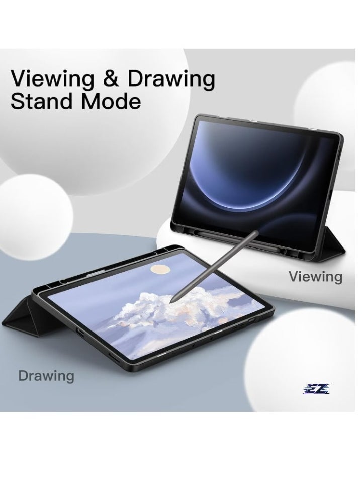 ELTRAZONE Case for Samsung Galaxy Tab S9 FE+ 12.4-Inch – Soft TPU Tri-Fold Stand Protective Tablet Cover with S Pen Holder, Supports S Pen Charging, Auto Wake/Sleep Feature - Image 2