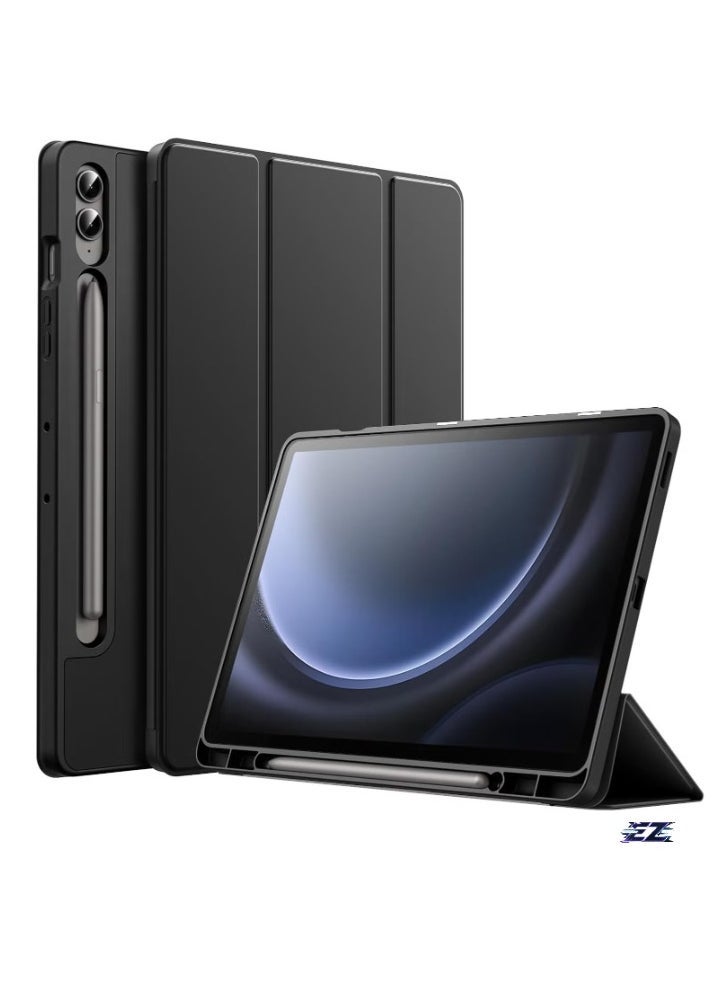 ELTRAZONE Case for Samsung Galaxy Tab S9 FE+ 12.4-Inch – Soft TPU Tri-Fold Stand Protective Tablet Cover with S Pen Holder, Supports S Pen Charging, Auto Wake/Sleep Feature - Image 1
