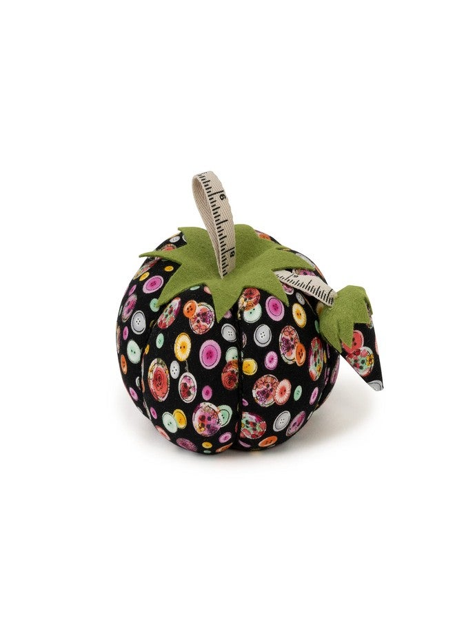Dritz Tomato, 4", Black Button Print Pin Cushion - Image 1