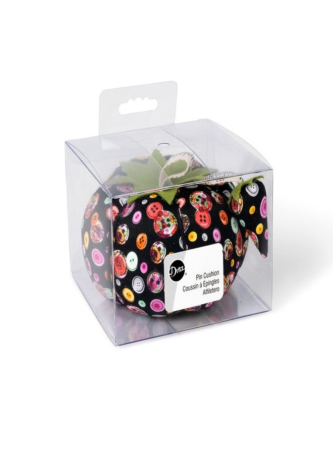 Dritz Tomato, 4", Black Button Print Pin Cushion - Image 2