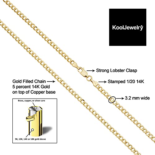 Kooljewelry 14k Yellow Gold Filled 3.2 mm High Polish Miami Cuban Curb Chain Necklace - Image 2