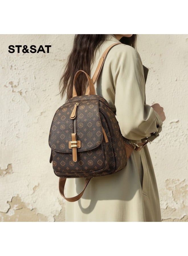 St&sat Women's Trendy Backpack Luxury Travel Bag Versatile Mom School Bag Gift For Wife - Image 1