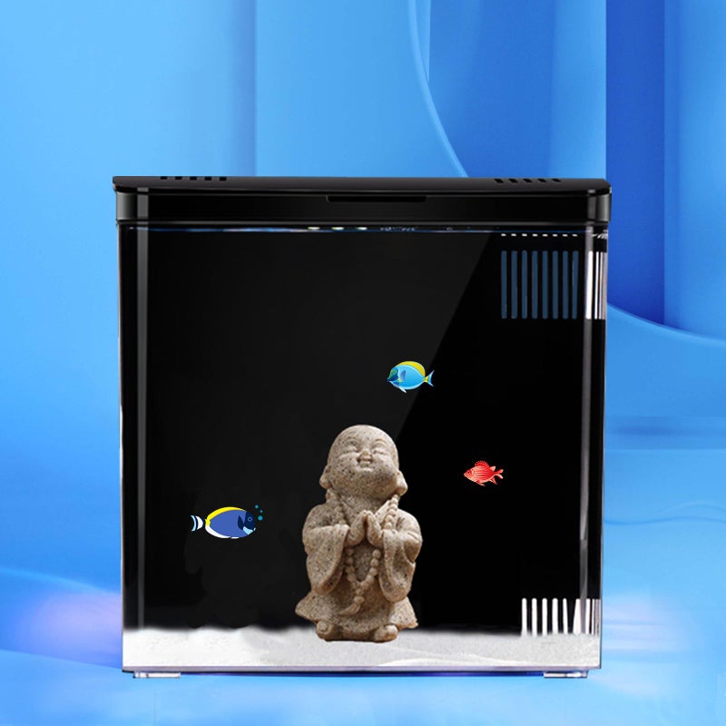 Carefree Fish 1.2Gallon Small Fish Tank Office USB Aquarium LED Light with Filter (Include Sand and Tiny Buddha) for Small Fish and Shrimp - Image 1