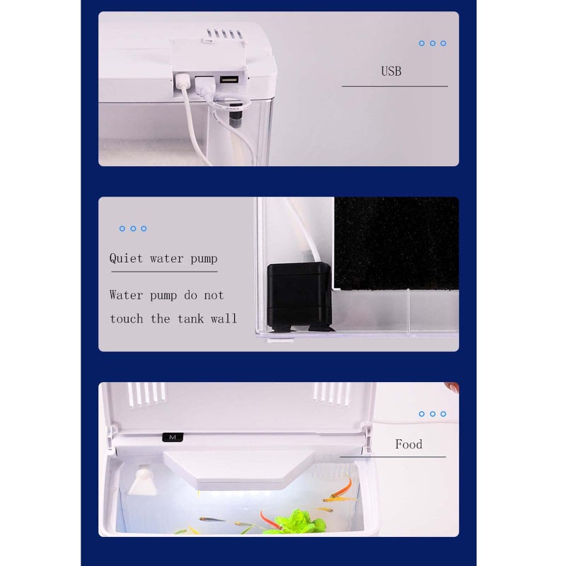 Carefree Fish 1.2Gallon Small Fish Tank Office USB Aquarium LED Light with Filter (Include Sand and Tiny Buddha) for Small Fish and Shrimp - Image 4