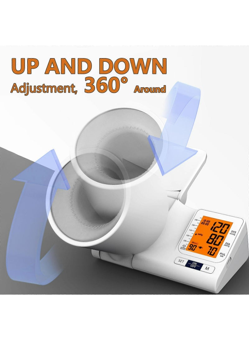 AiQUE D01 Automatic Electronic Blood Pressure Monitor for Upper Arm with 360° Mobile Cylinder Design, Voice Broadcast, HD Backlit Display, Abnormality Alert, Emergency Stop, Dual Power Supply and 2×99 User Memory Storage - Image 4