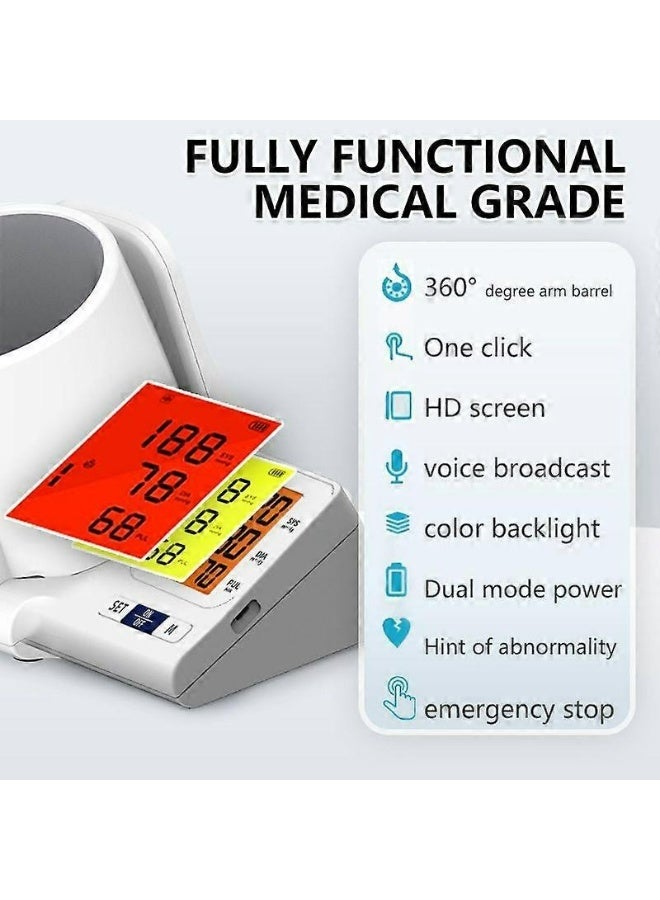 AiQUE D01 Automatic Electronic Blood Pressure Monitor for Upper Arm with 360° Mobile Cylinder Design, Voice Broadcast, HD Backlit Display, Abnormality Alert, Emergency Stop, Dual Power Supply and 2×99 User Memory Storage - Image 2