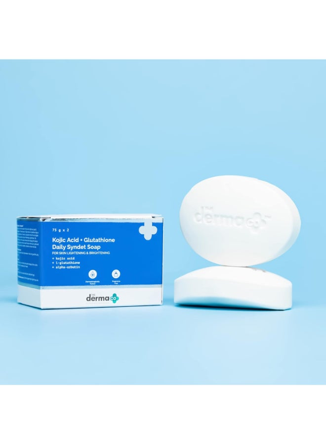 THE derma Co صابونة تفتيح البشرة اليومية من شركة Derma Co بحمض الكوجيك والجلوتاثيون وألفا أربوتين - 75 جرام × 2 - Image 2