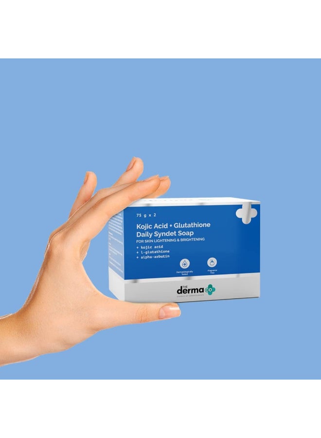 THE derma Co صابونة تفتيح البشرة اليومية من شركة Derma Co بحمض الكوجيك والجلوتاثيون وألفا أربوتين - 75 جرام × 2 - Image 3