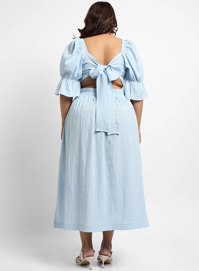 Instafab Plus Women's Light Blue Cropped Co-Ord Set