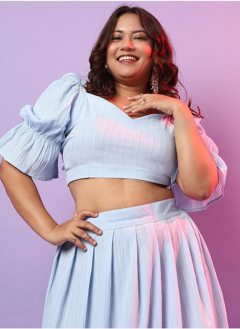 Instafab Plus Women's Light Blue Cropped Co-Ord Set  - Image 5