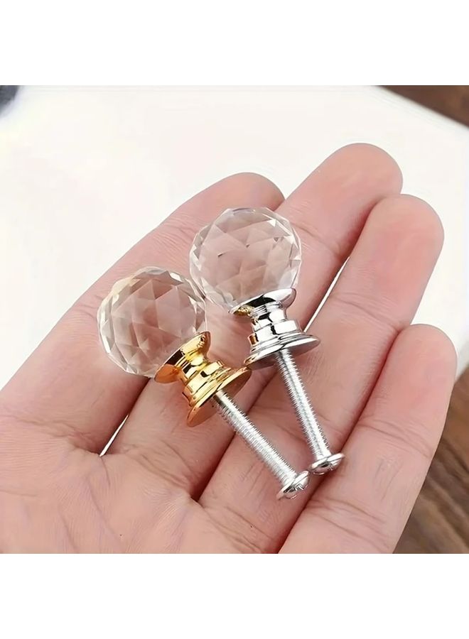 5 Pcs Diamond Crystal Drawer Pulls Golden Glass Knobs Single Hole Cabinet Hardware - Image 2