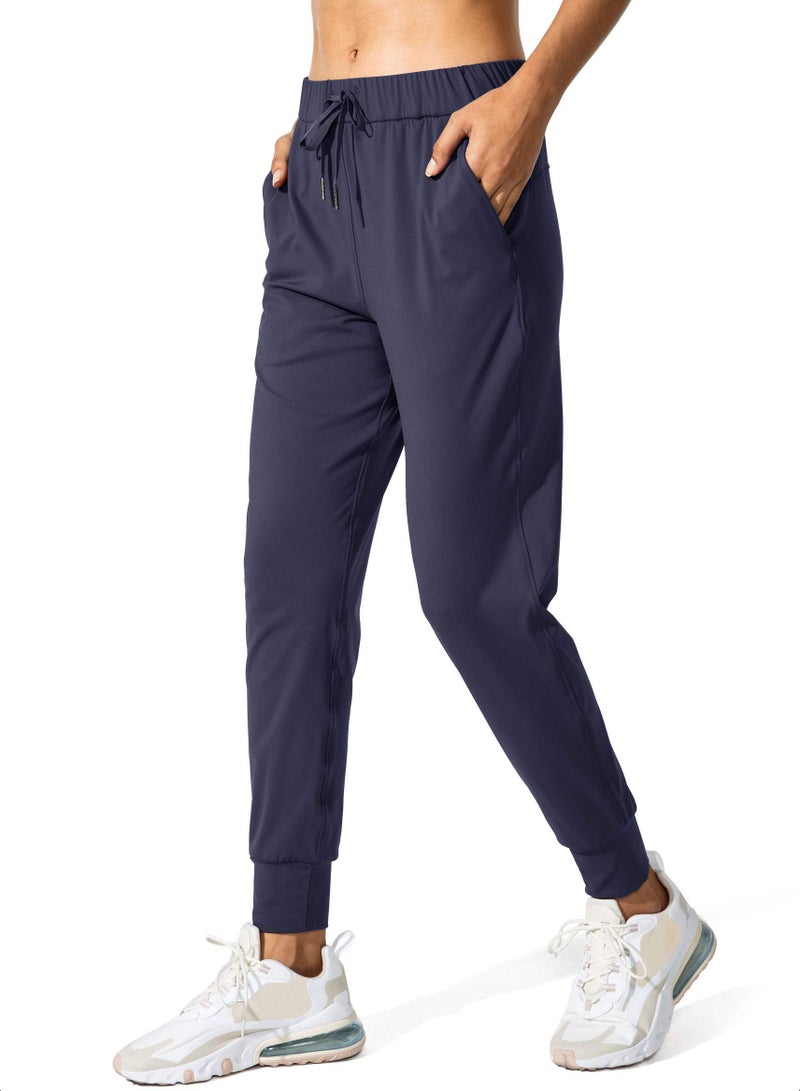 SANTINY Women's Joggers Pants Pockets Drawstring Running Sweatpants for Women Lounge Workout Jogging(Navy_XL) - Image 1