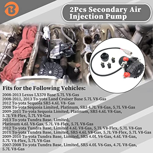 Bicos 17610-0S010 Secondary Air Injection Pump Compatible with 2007-2013 Toyo ta Sequoia Tundra LX570 4.6L 5.7L Smog Pump Replacement# 176100S010 - Image 2