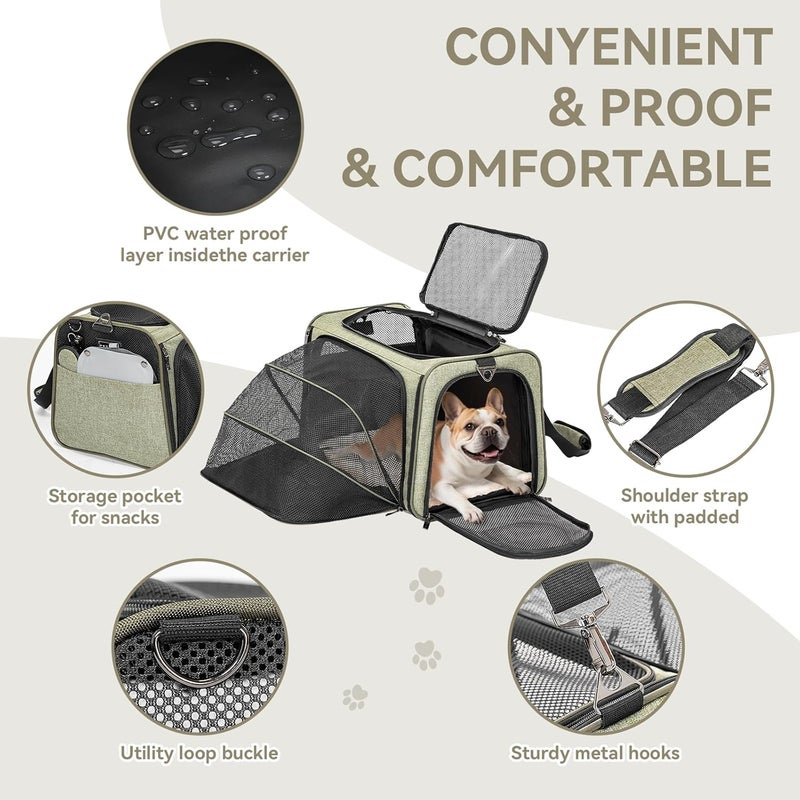 Petsfit Large cat carrier with washable mat and adjustable arm for puppies and cats, green - Image 3