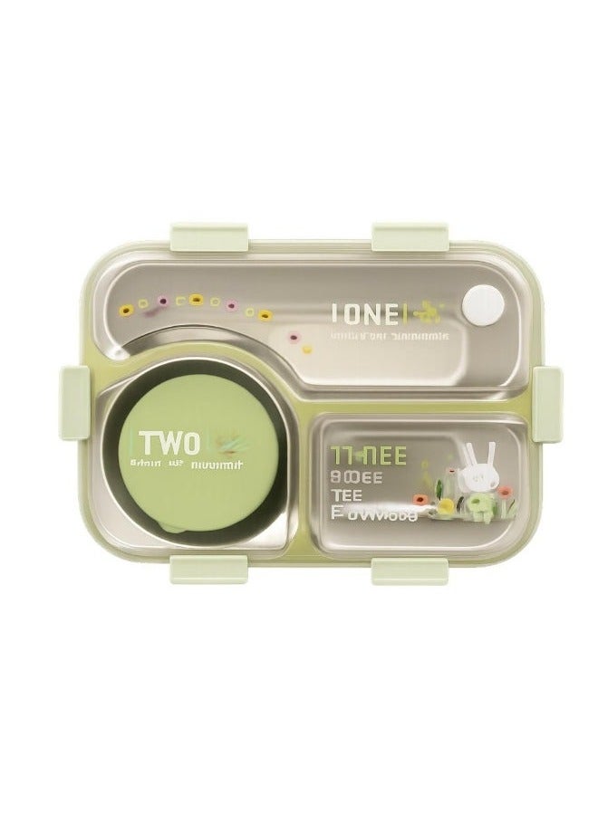 TAJ BAZAAR HOT CASE Stainless Steel Bento Lunch Box, 3-Compartment with Sauce Container, Leakproof, 22.5 x 16.5 x 7 cm, Green Colour - Image 1