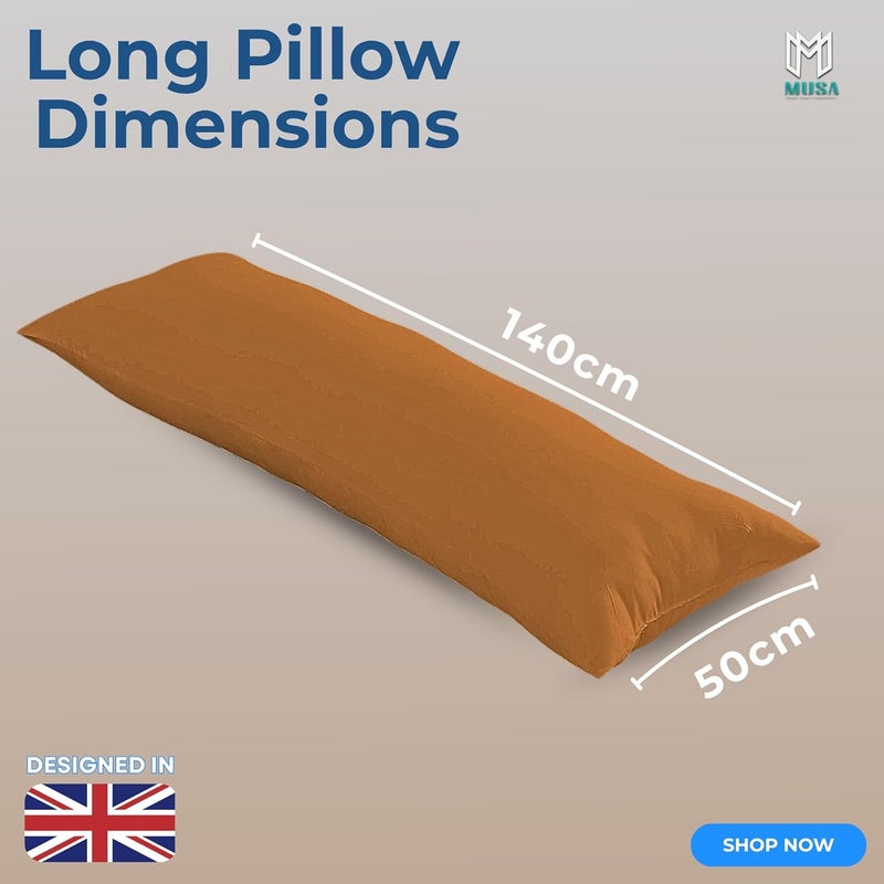 MUSA MUSA® Full Body Long Pillow with 300 Cotton TC - Breathable Polyester Filling, Pregnancy Pillow for Belly Support, Sleeping, Side Sleeper & Back Sleepers Maternity Pillow (Mocha, 50 x 140cm) - Image 2