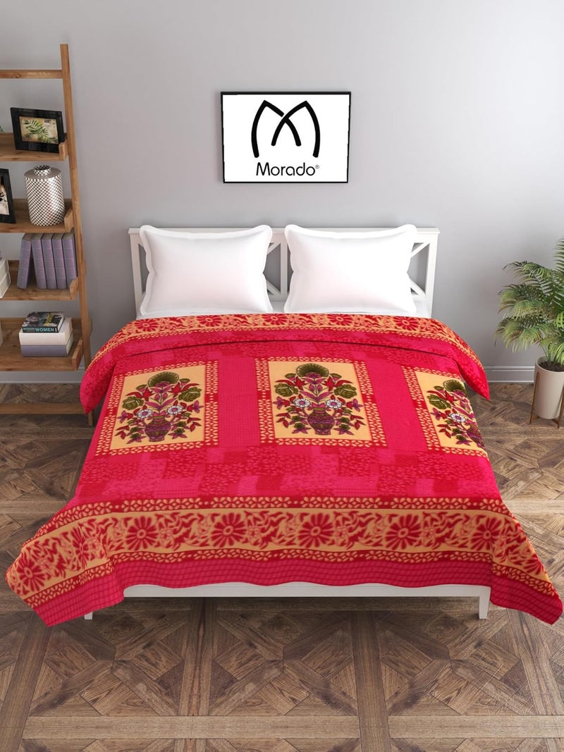 MORADO MORADO Double Bed Woolen Fabric Quilt CoverDuvet CoverRajai CoverBlanket Cover for Winter 90x100 Inches Pink - Image 2