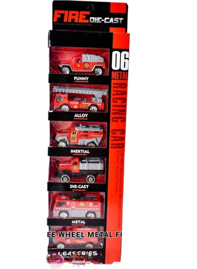 Toy Box Fire Engine Set of 6 Pcs Die Cast Metal Vehicles Toy Car Set For Kids  - Image 1