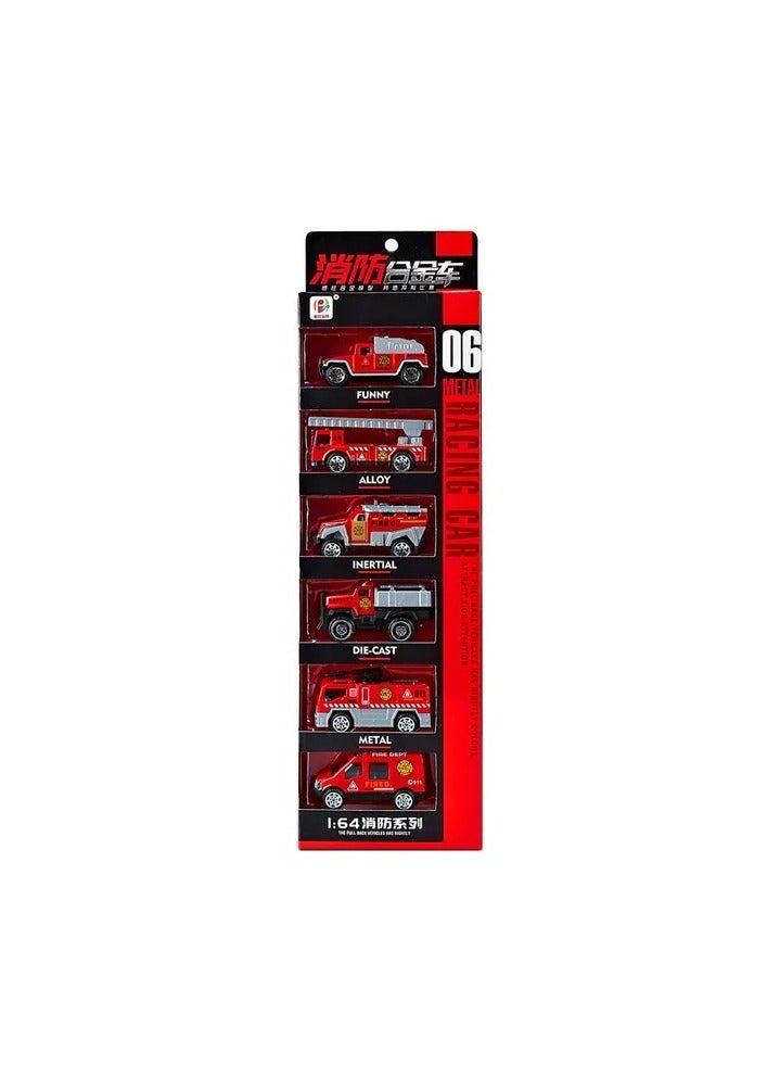 Toy Box Fire Engine Set of 6 Pcs Die Cast Metal Vehicles Toy Car Set For Kids  - Image 2