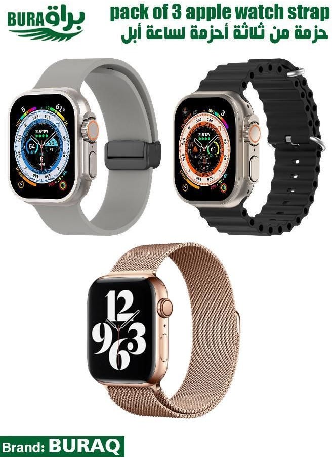 BURAQ - Apple Watch Band Strap For Apple Watch Ultra 2/Ultra 49mm, Series 10 46mm, 9/8/7 45mm, SE2/SE/6/5/4 44mm, 3/2/1 42mm - Image 1