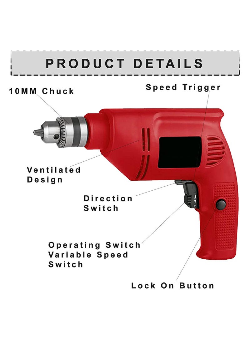 MLD MLD 10mm 300W-400W Reverse Forward Rotation Drill Machine With 6pcs Flat bit set  - Image 2