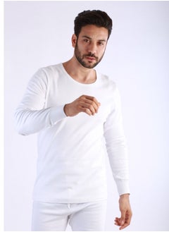 جت فانلة داخلية للرجال أكمام طويلة شتوي رقبة روند واسعه من جيت-أبيض  - Image 3