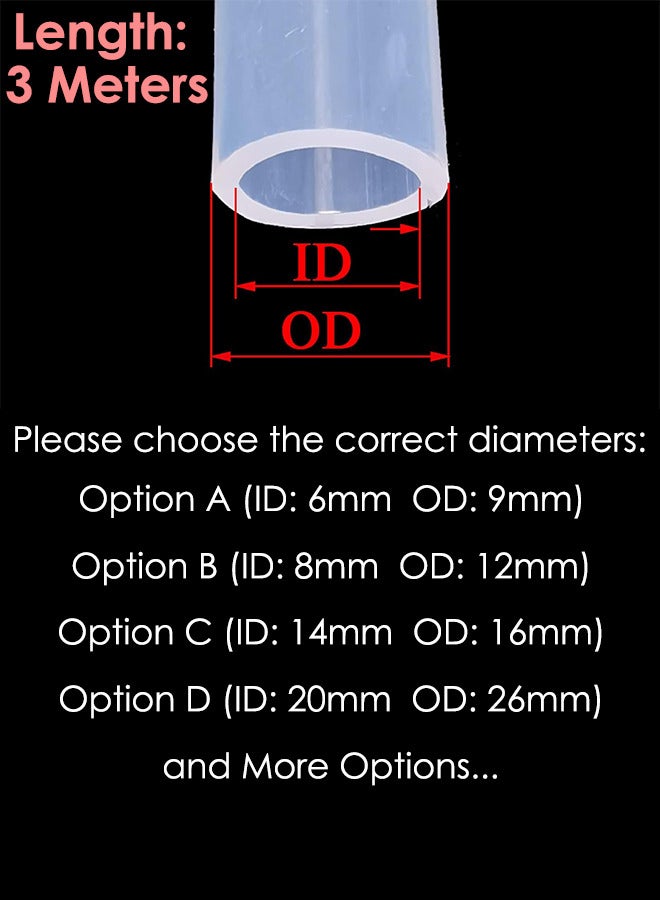 3 Meters Food Grade Silicone Tubing Clear Flexible Silicone Rubber Air Hose Water Tube Pipe High Temp for Automotive Parts Home Brewing Wine Making (8mm ID x 12mm OD) - Image 2